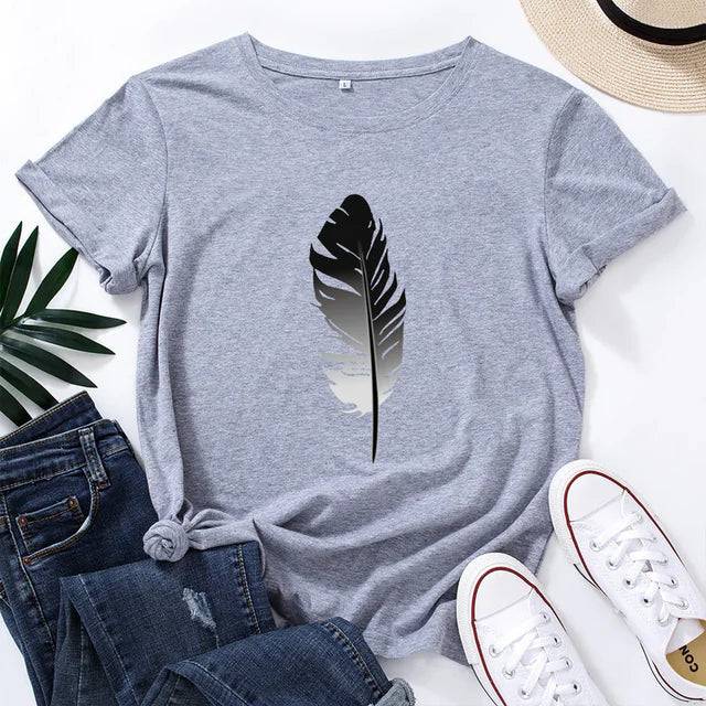 Women's Loose Fit Cotton Printed Short Sleeve T-Shirt