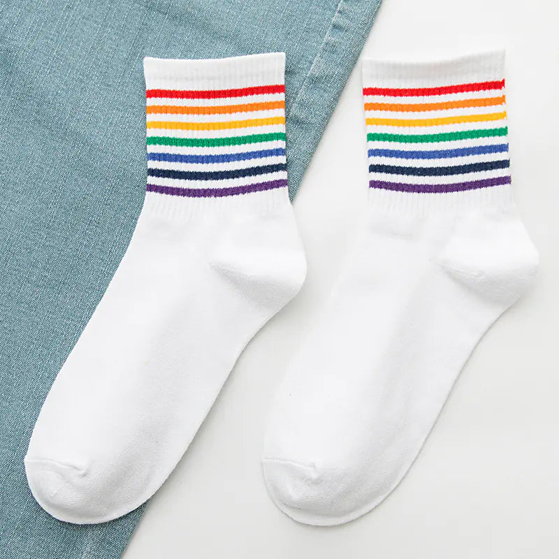 Rainbow Women's Cotton Tube Socks