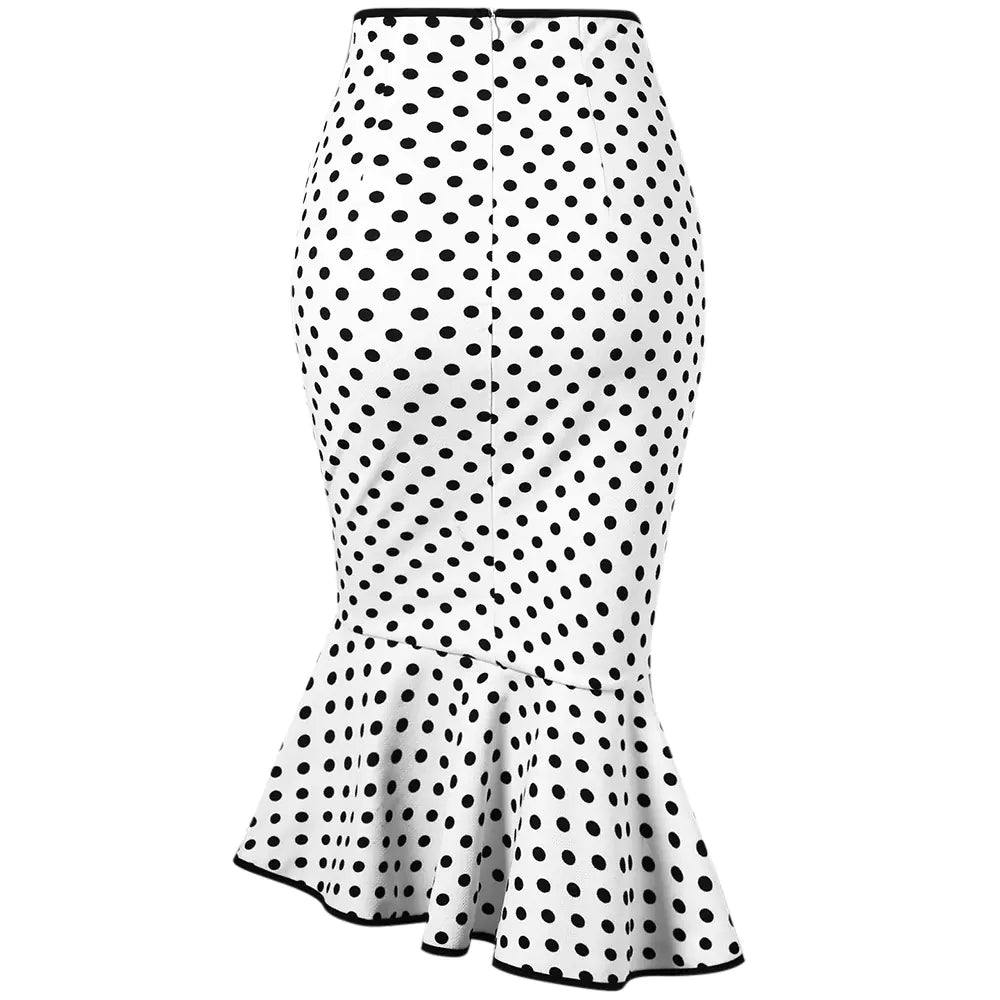 Women’s Button-Down Polka Dot Mermaid Skirt