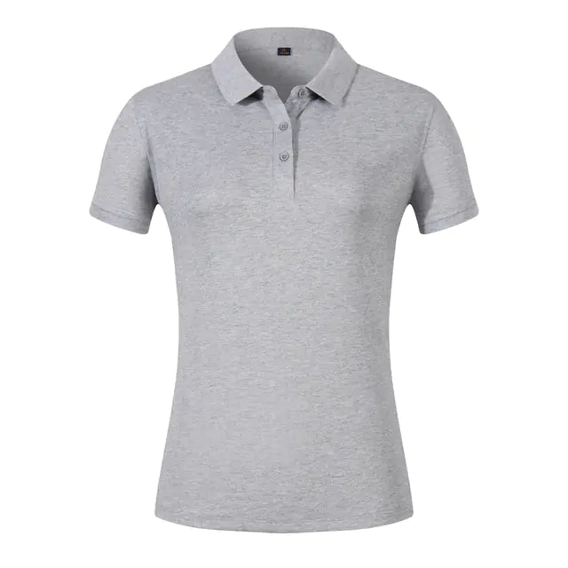 High-End Solid Color Women's Embroidered Polo Shirt