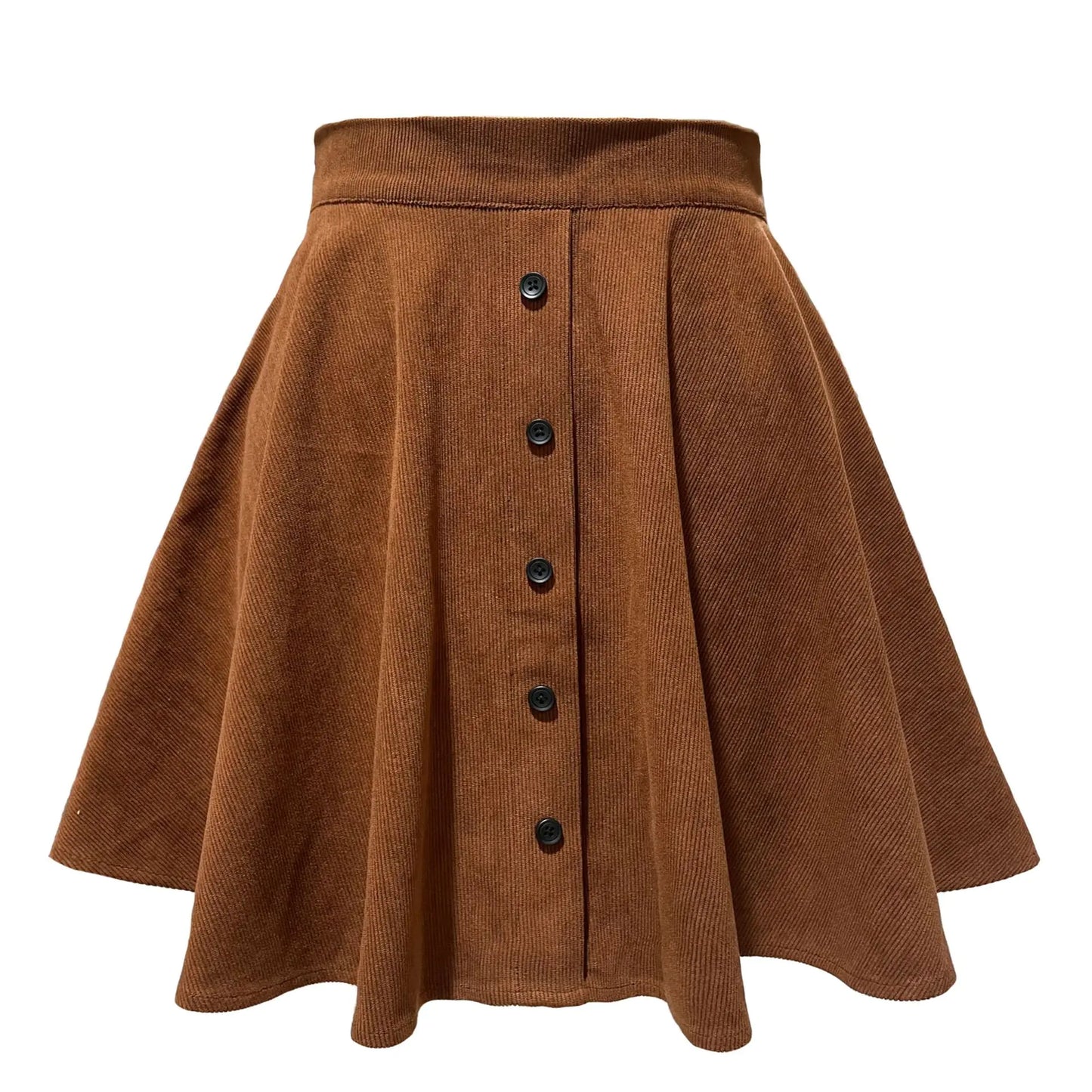 Corduroy Button Pocket Midi Skirt
