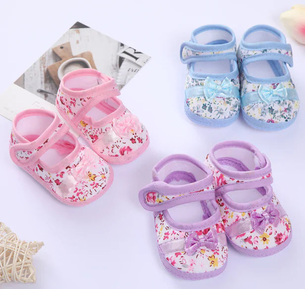 Baby Bow Knot Flat Shoes, Non-Slip Toddler Sneakers
