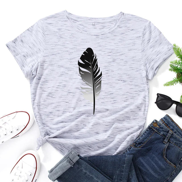 Women's Loose Fit Cotton Printed Short Sleeve T-Shirt