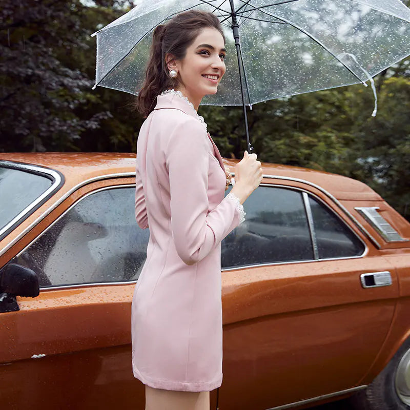 2020 Autumn Winter Women's Long Sleeve Lace Dress