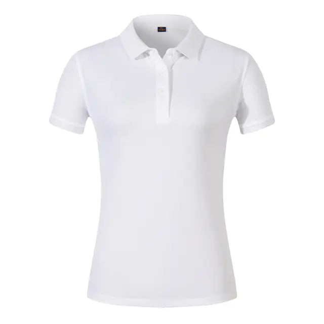 High-End Solid Color Women's Embroidered Polo Shirt