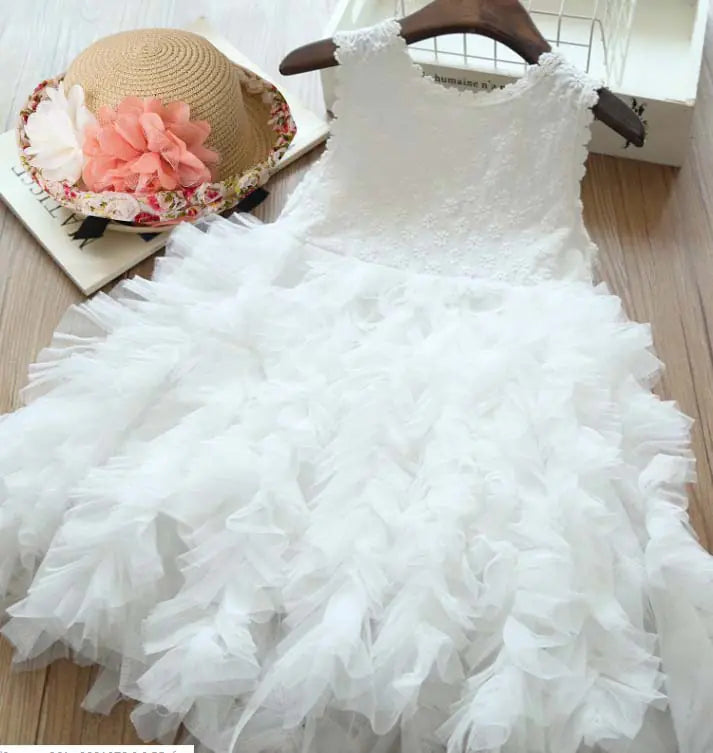 Floral Embroidered Lace Princess Dress for Girls