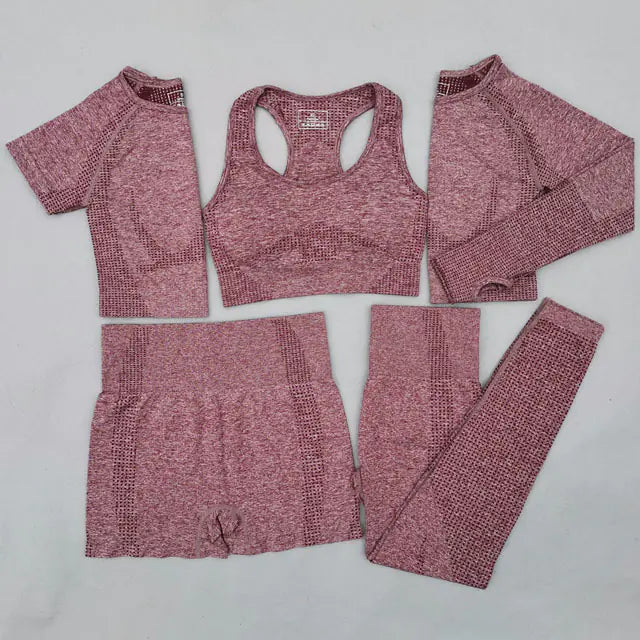 Seamless Women's Yoga Outfit Set with Five Pieces