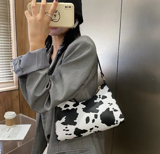 Cow Print Shoulder Tote Bag