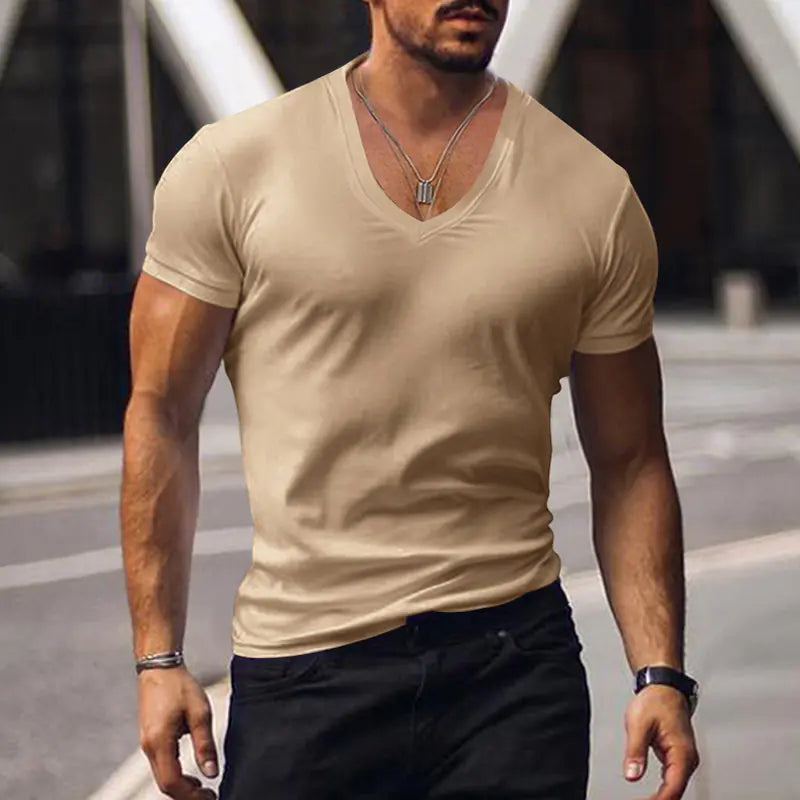 Men's Plus Size Solid Color Casual Short Sleeve T-shirt