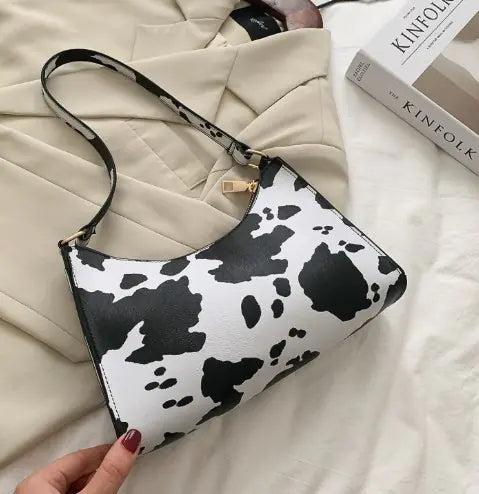 Cow Print Shoulder Tote Bag