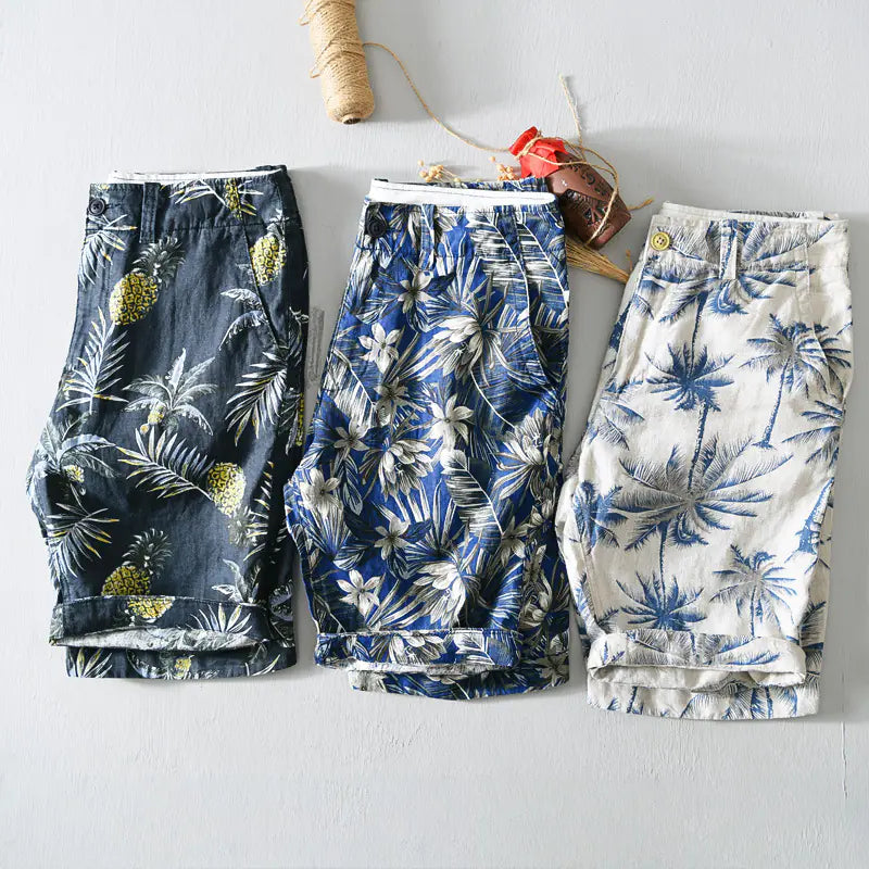 Coconut Tree Print Casual Beach Shorts for Holidays
