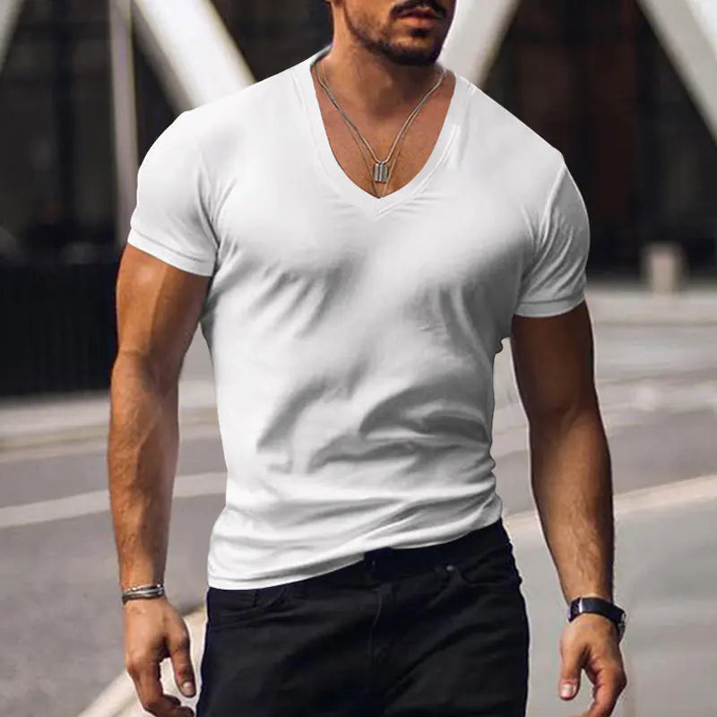 Men's Plus Size Solid Color Casual Short Sleeve T-shirt