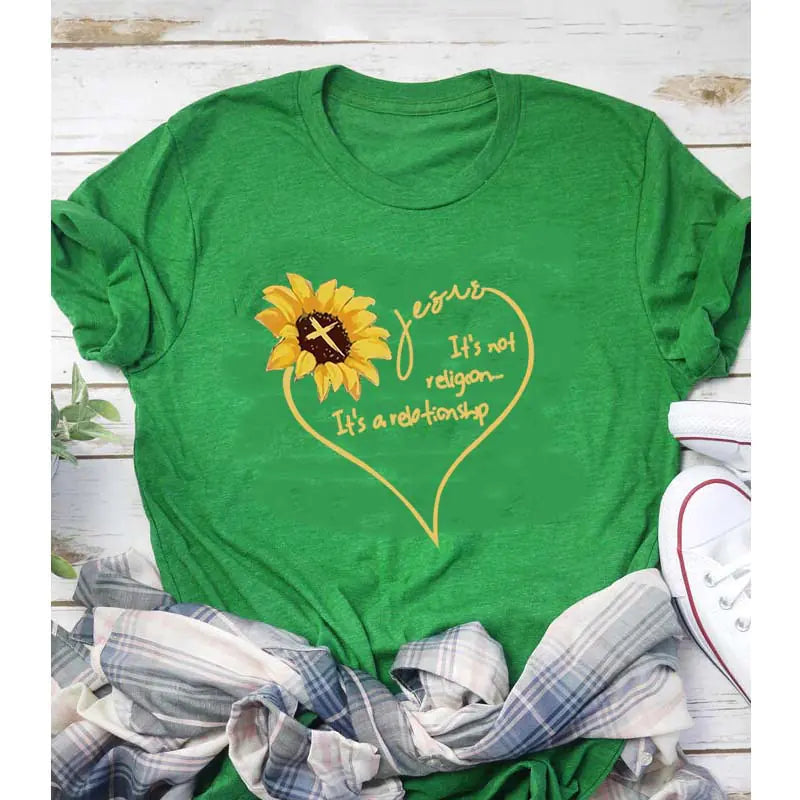 Summer Sunflower Print Casual T-Shirt for Women