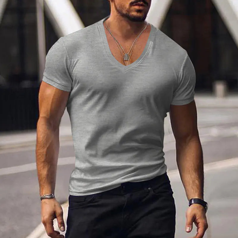 Men's Plus Size Solid Color Casual Short Sleeve T-shirt
