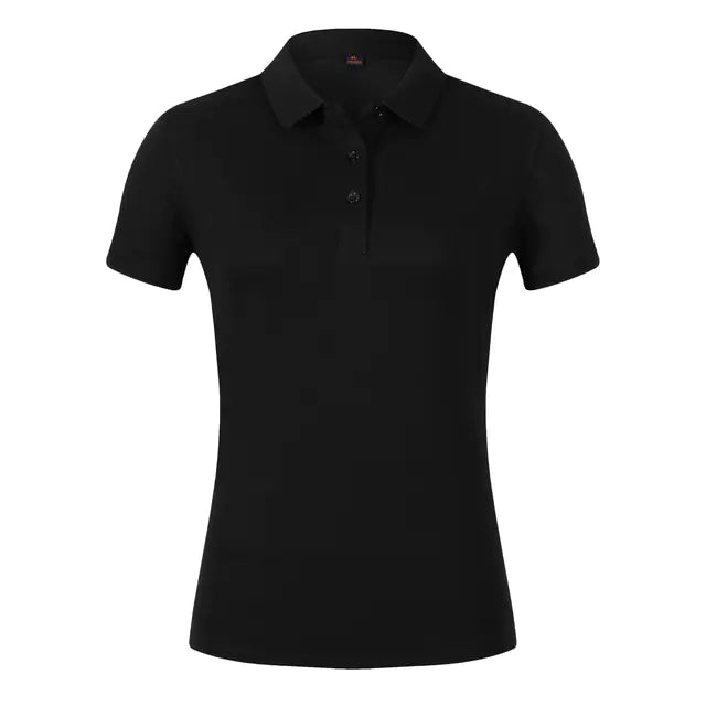 High-End Solid Color Women's Embroidered Polo Shirt