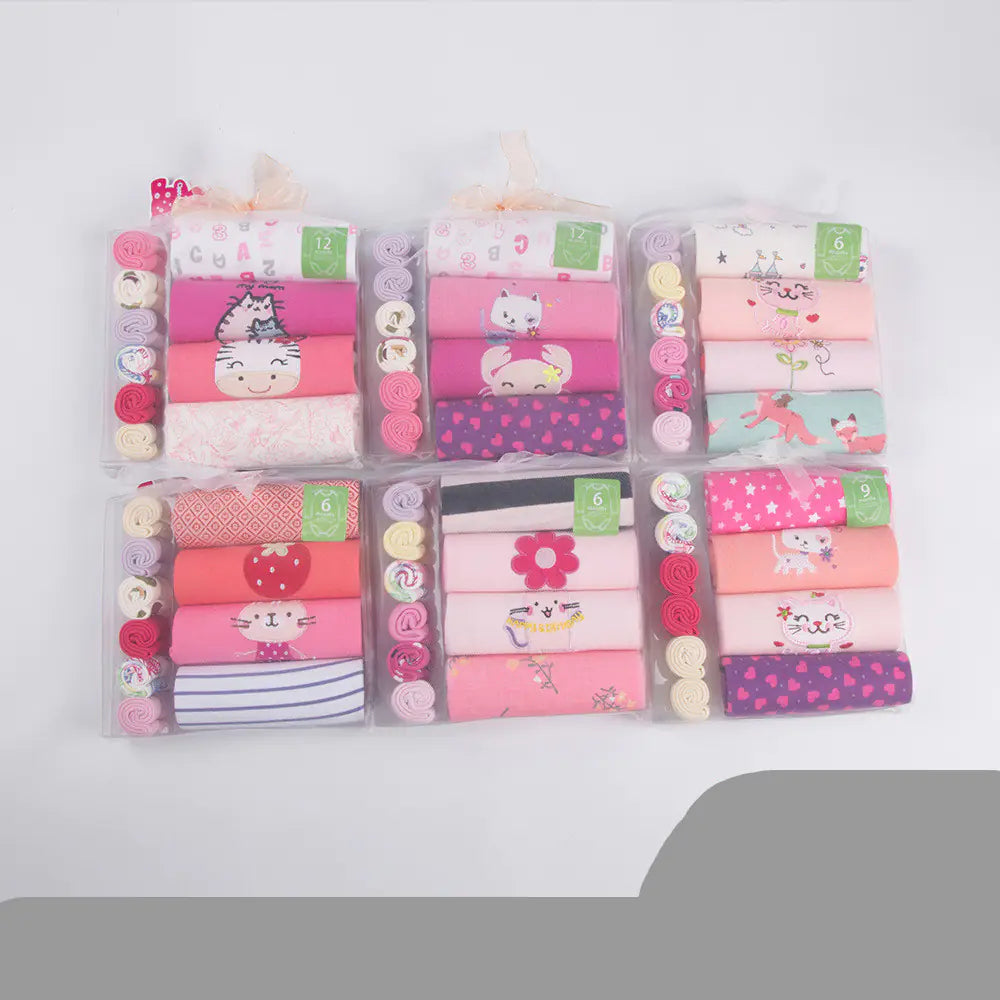 Newborn Long Sleeve Triangle Bodysuit & Towel Socks Gift Set