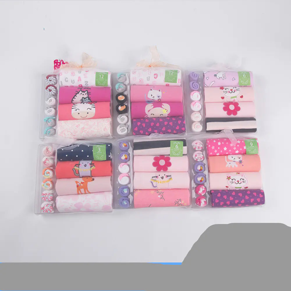 Newborn Long Sleeve Triangle Bodysuit & Towel Socks Gift Set