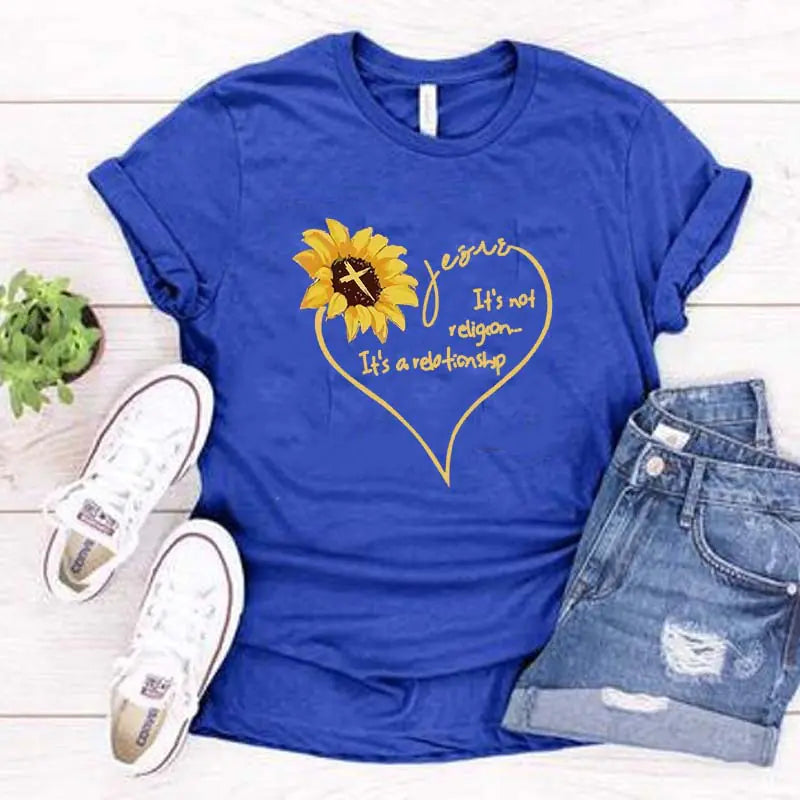 Summer Sunflower Print Casual T-Shirt for Women