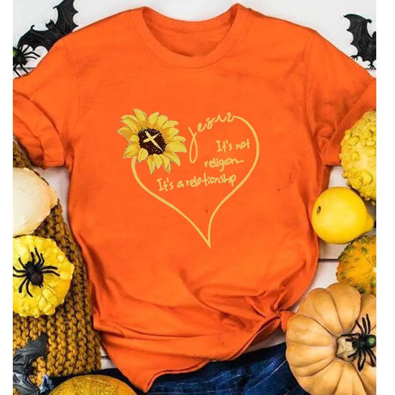 Summer Sunflower Print Casual T-Shirt for Women