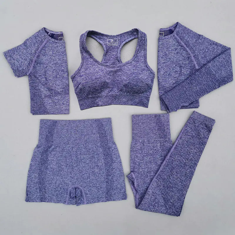 Seamless Women's Yoga Outfit Set with Five Pieces