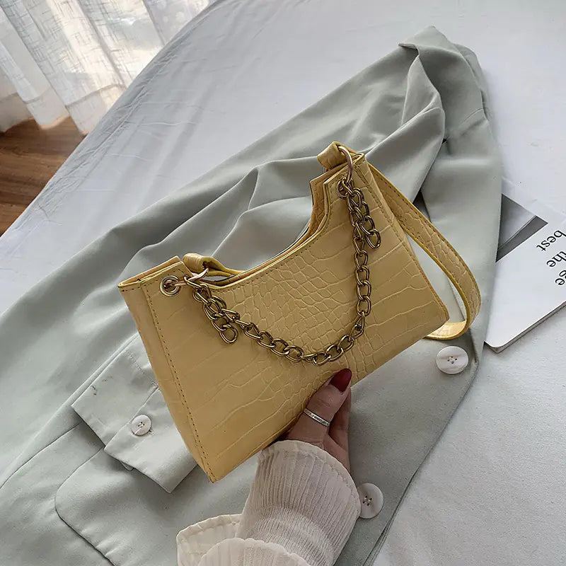 Chic Crocodile Pattern Chain Shoulder Bag for Women