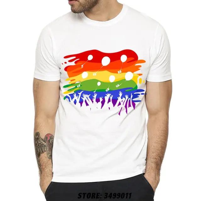 Premium Cotton LGBT Rainbow Graphic T-Shirt for Adults