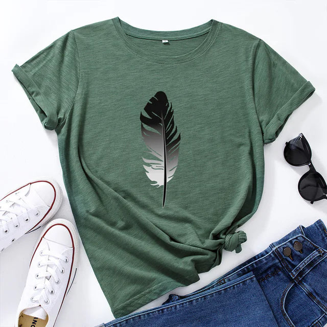Women's Loose Fit Cotton Printed Short Sleeve T-Shirt