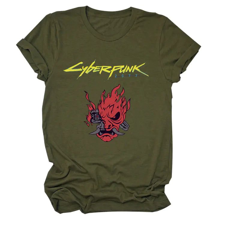 Cyberpunk Style Printed Short Sleeve T-Shirt