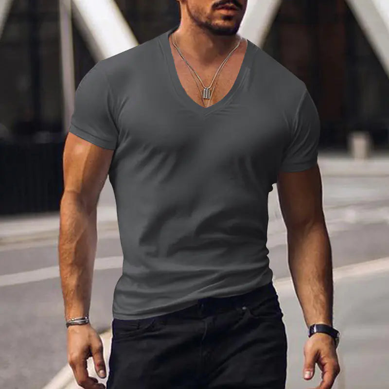 Men's Plus Size Solid Color Casual Short Sleeve T-shirt