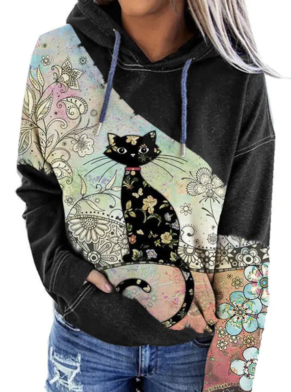 Slim Long-Sleeved Jacket with Printed Hooded Pullover