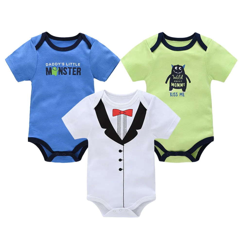 Summer Newborn Baby Clothes 3-Piece Set with Romper