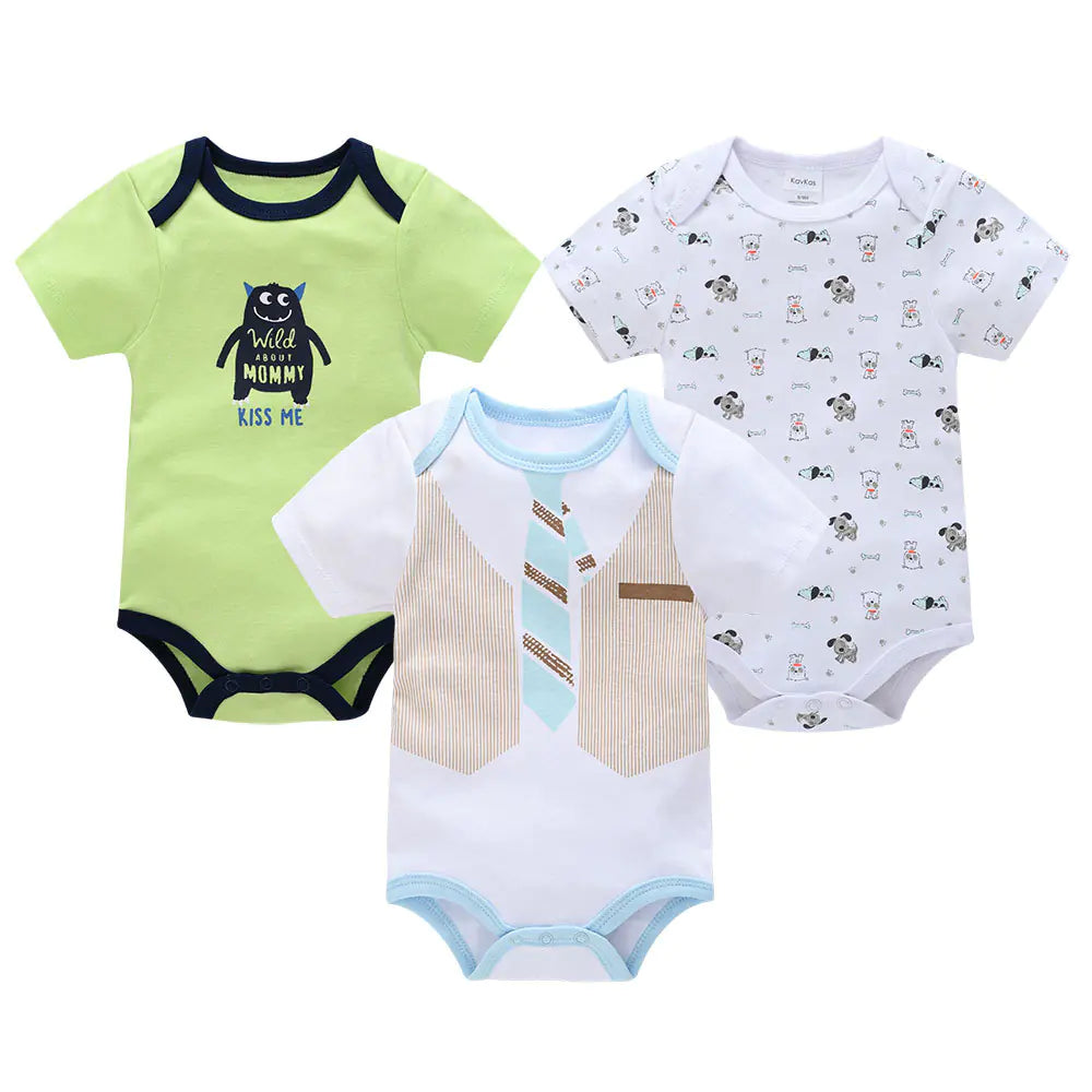 Summer Newborn Baby Clothes 3-Piece Set with Romper