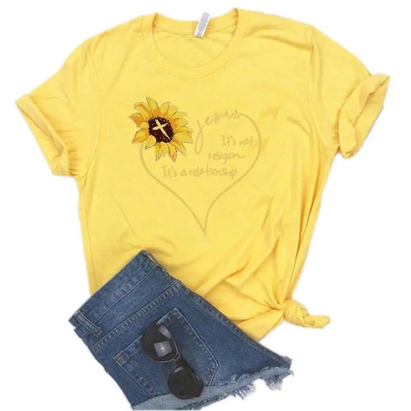 Summer Sunflower Print Casual T-Shirt for Women